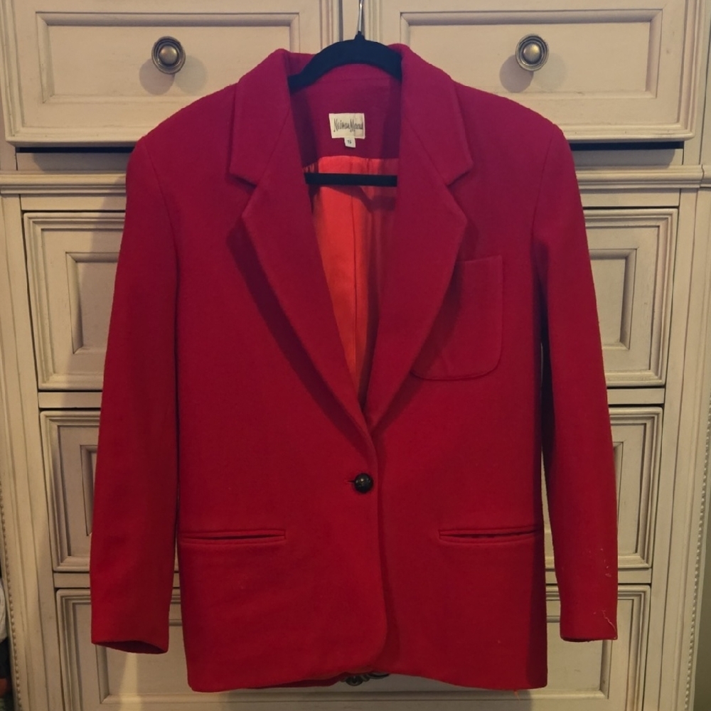 Neiman Marcus Red Blazer Classic Suit Jacket